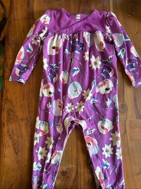 Tea Collection Purple Floral Footie One-Piece